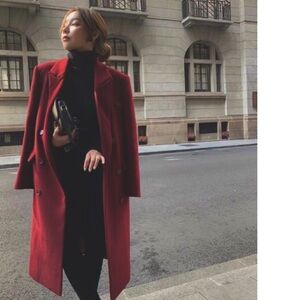 Zara red double breasted Manteco medium wool coat